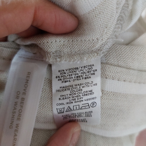Loft Linen Blend Striped Pull On Pants Size Meduim - Picture 7 of 10